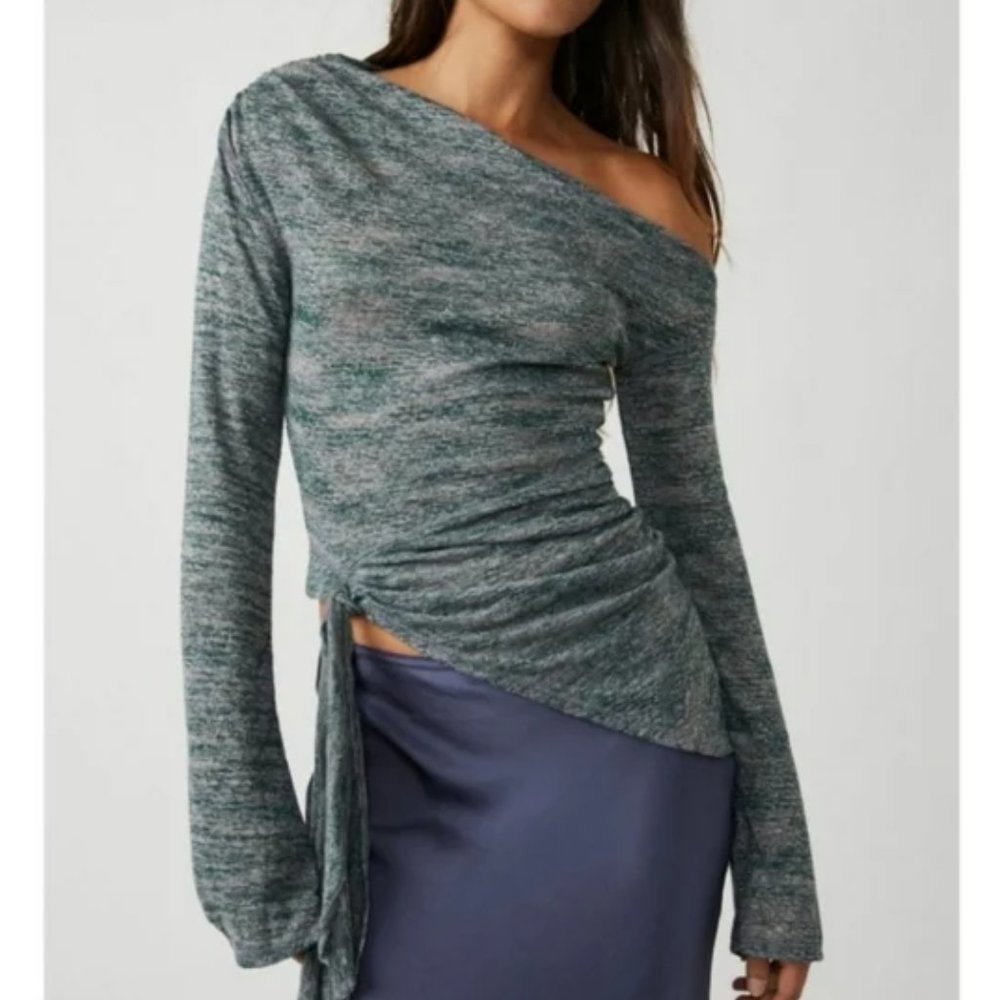 NWT Free People Golden Hour One Shoulder Long sleeve Top in Incense Combo Size M